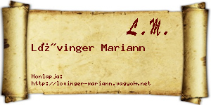 Lővinger Mariann névjegykártya